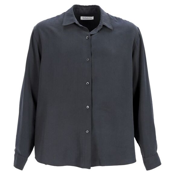 The Frankie Shop Button-Down Shirt in Black Rayon